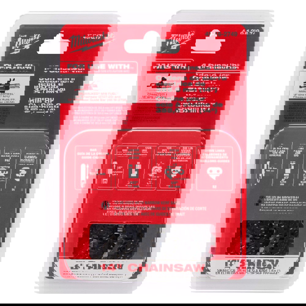 Power Lawn & Garden Equipment Accessories; Accessory Type: Chainsaw Chain ; For Use With: Milwaukee 2727-20C, 49-16-2756 ; Length (Inch): 14